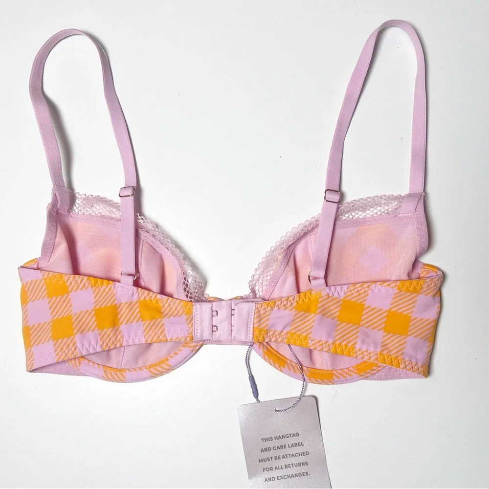 •SAVAGE X FENTY• Gingham Remix Unlined Plunge Bra Size‎ 32D